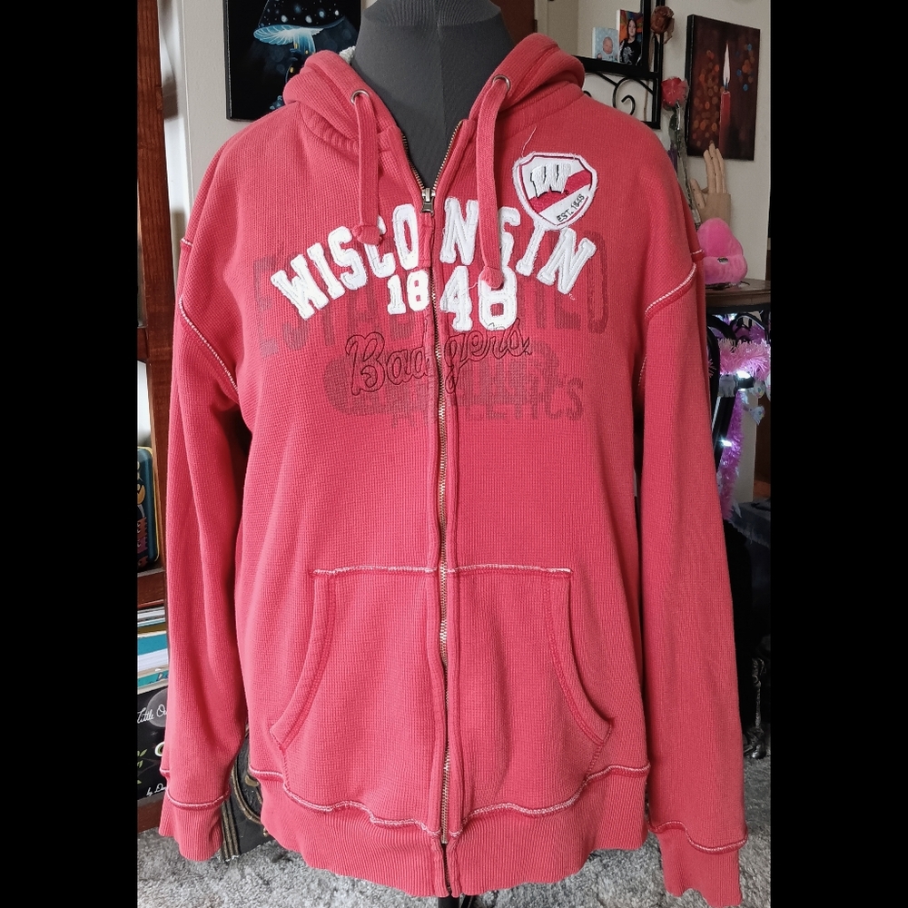❤️ J. America Vintage Heavyweight Wisconsin Badgers Zip Hoodie XL Mens Red Lined